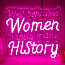 Vveikea Well Behaved Women Rarely Make History Neon Sign Dimmable Feminist Wall Art Inspirational Quote Led Sign Teen Bathroom Bedroom Office Wall Decor for Women