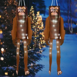 Briwooody 2 Pcs Wind Socks for Outside Heavy Duty Sasquatch Gifts Decoration with Lights 50 Inch Funny Hanging Outdoor Wind Socks Decoration for Garden Porch Yard Lawn Party Decor