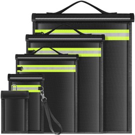 Lulrsay 5 Pack Faraday Bags EMP Proof,Faraday Bags for Laptops Tablets Phones Car Keys,Faraday Cage with Handle&Reflective Strip,EMP bags Faraday Pouch for Electronics Fireproof Waterproof