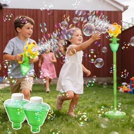 AIERSA Flower Bubble Stand Machine,Sunflower Bubble Maker with Lights, Tall Adjustable Rechargeable Automatic Bubble Blower for Outdoor Backyard Party