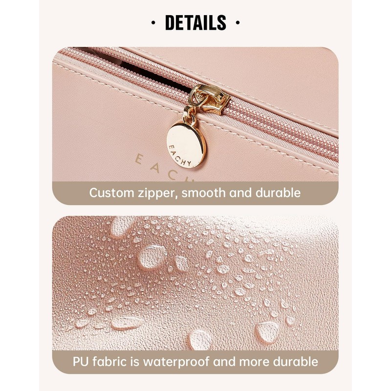 EACHY Travel Makeup Bag, Large Capacity Cosmetic Bags for Women,