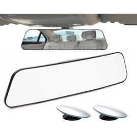 Rear View Mirror, Panoramic Rearview Mirror, Car Interior Clip-On Wide Angle Rear View Mirror to Reduce Blind Spot Effectively for Car SUV Trucks – Convex - (2 Pack Blind Spot Mirror)