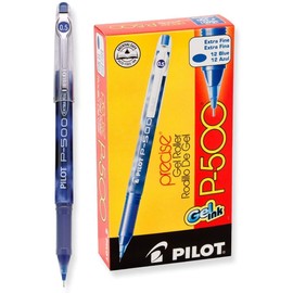 PILOT Precise P-500 Gel Ink Rolling Ball Stick Pens, Marbled Barrel, Extra Fine Point, Blue Ink, 12 Count (38601) New