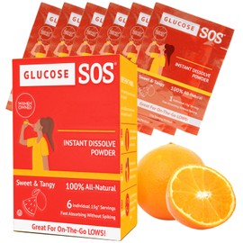 Glucose SOS Glucose Powder - Natural Dextrose Powder Packets - Fast-Absorption - Instantly Dissolves - No Water Needed - Sweet and Tangy - 6 Packets