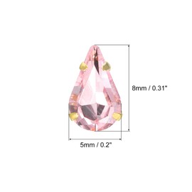 sourcing map 20Pcs Teardrop Sew On Rhinestone - 8x5mm Flat Back Glass Teardrop Crystal Rhinestones in Gold Prong Setting for Crafting, DIY Jewelry, Clothes Decorations (Pink)