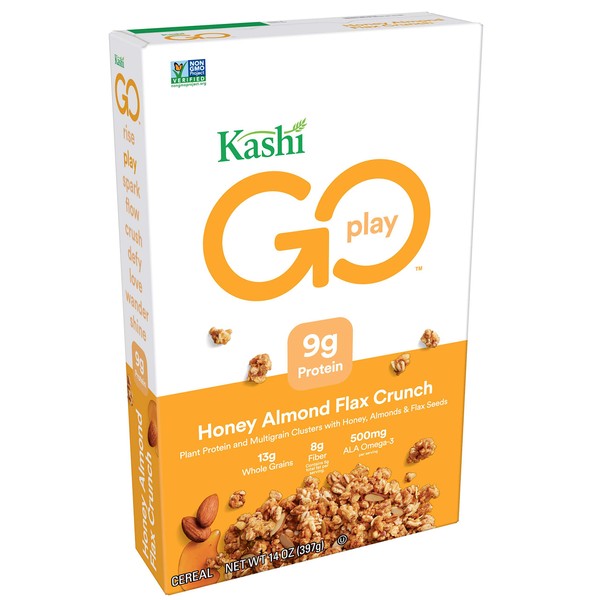Kashi GO Honey Almond Flax Crunch Breakfast Cereal - Non-GMO Project Verified Project Verified, Vegetarian, 14 Oz Box