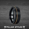 8mm Guitar String Ring Black Tungsten Rings for Men with