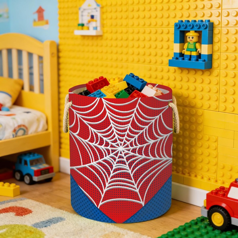 Red Spider Web Laundry Hamper - 58L Collapsible Waterproof Large