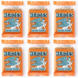 Heroes and Monsters Natural Sesame Crunch Bar Non-GMO Organic Sesame Bars Pack of 6 (2 Bars Per Pack)