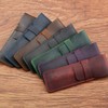 Leather Pencil Case with Slip Tab Crazy Horse Pen Holder