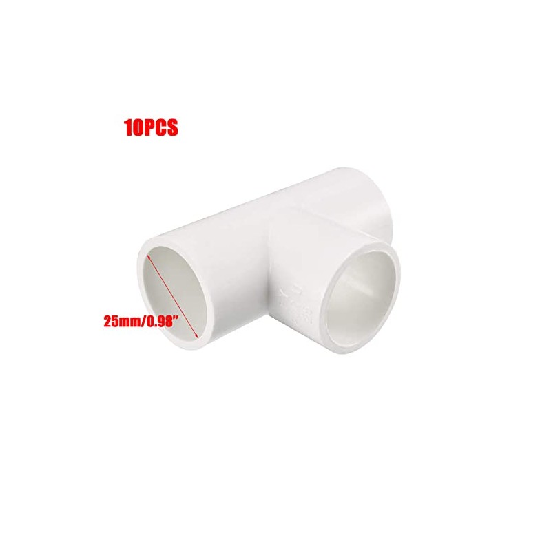 TOP-VIGOR 10pcs 25mm Slip Tee PVC Pipe Fitting, T-Shaped Coupling