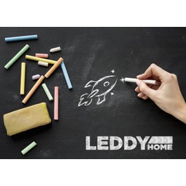 Leddy Set of 24 White and Coloured Chalks Blackboard Chalks 5 Colors + White High Contrast for School Office Study Craft Drawing
