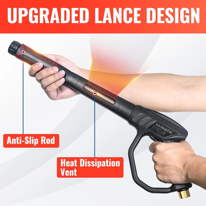 YAMATIC 4000PSI Pressure Washer Gun Wand with Swivel 3/8" Plug&M22