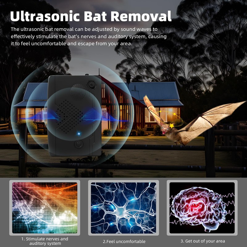 Bat Deterrent Devices,Bat Repellent for Attic,Rechargeable Bird Repellent,Porch & House
