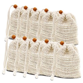 BetterJonny Soap Bags, Natural Fibre Soap Bags Organic Soap Bag with Pouch Holder Sisal Soap Bag for Foaming or Drying Soaps Pack of 10