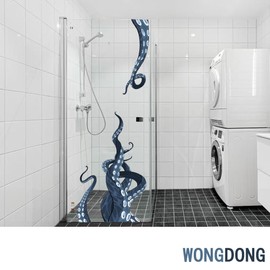 wongdong Octopus Art Decor Wall Decals Kraken Octopus Tentacles Wall Stickers for Shower Door French Door Bathroom Living Room Bedroom (Large)