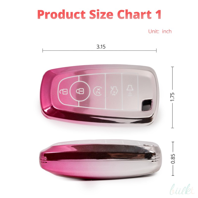 Key Fob Cover for Ford/Lincoln, Spring-Lock D-Ring, Sunset Pink Gradient