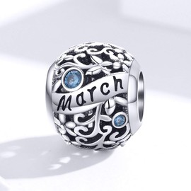 MUERDOU S925 Sterling Silver Birthstone Charm Fit Charms Bracelets and Necklaces Birthday Gifts for Women Girls