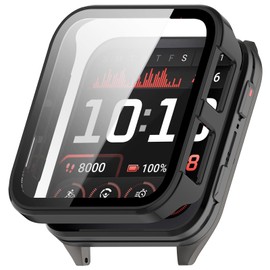 Case Cover for Garmin Venu X1, Hard PC Protective Case with Tempered Glass Screen Protector for Garmin Venu X1 Smart Watch (Black)