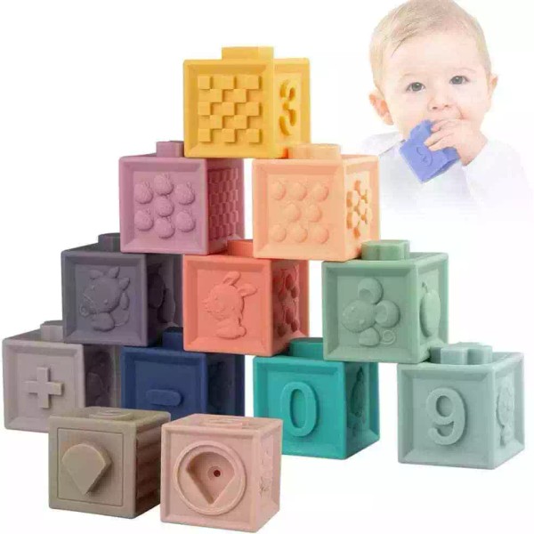 Sunarrive NIB - Montessori Baby Building Blocks - Teething Cubes