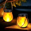 Toodour Solar Lanterns Outdoor, 2 Pack Flickering Flame Hanging Lantern