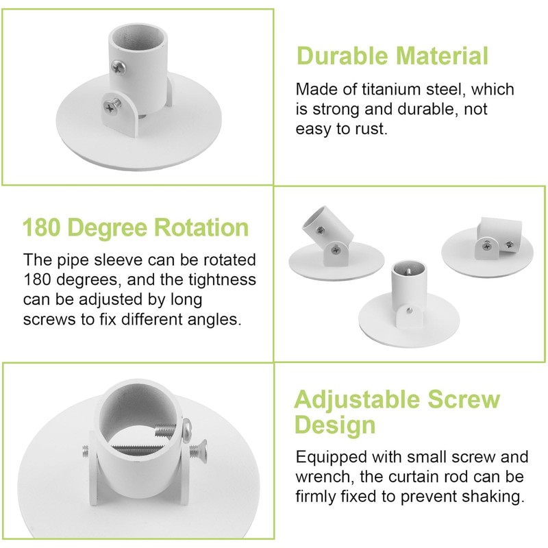 UFURMATE Shower Curtain Rod Bracket, 4 Pack 26mm Inner Diameter