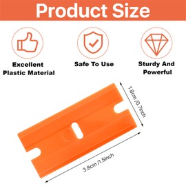 Lainballow 500 Pcs Plastic Razor Blades, Double Edged Scraper Blades, Plastic Knife Blades Replacement Suit for Cleaning Glass and Removing Decals, Stickers, Adhesive Labels