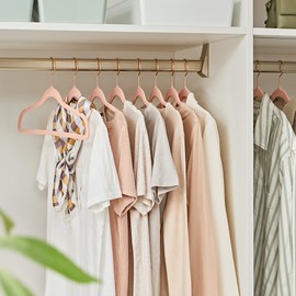 SONGMICS Velvet Hangers 30 Pack, Non-Slip Hangers with Rose Gold-Colored Swivel Hooks, Slim Space-Saving Hangers, Velvet Hangers for Closet, Heavy-Duty Hangers, Pink UCRF026P30