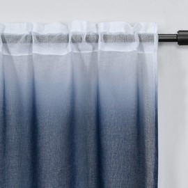 SeeGlee Sheer Bathroom Curtains 30 Inches Long for Small Windows - Set 2 Panels Semi Sheer Cafe Curtains Tier Rod Pocket Linen Look Small Half Curtains (30 W x 30 Length,Navy Blue)