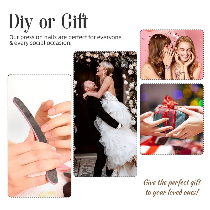 24Pcs Press on Nails Medium Coffin Spring Fake Nails Press