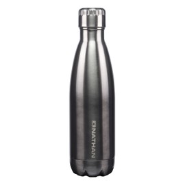 Nathan - Botella de Agua de Acero Chapado en Cromo, Libre de BPA, 17oz y 25oz, Steel/Charcoal, 25oz/ 740ml