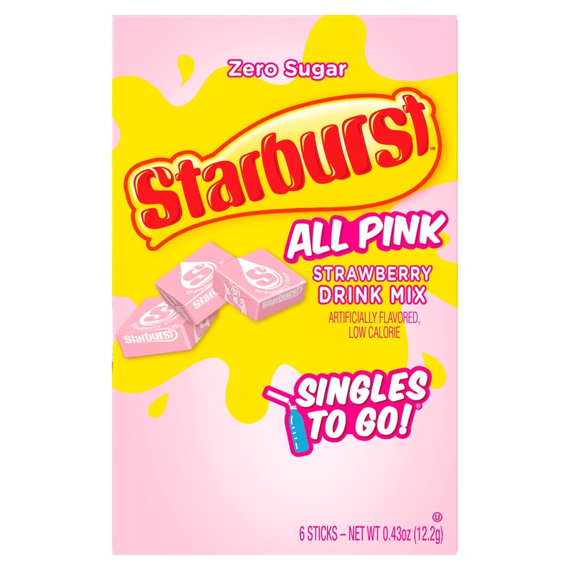 Starburst Singles To Go Zero Sugar Drink Mix, Strawberry, 6