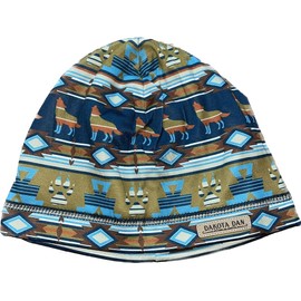 Stocking Cap Beanie Hat Fleece Lined Rustic Up North Aztec Indian Southwestern Pattern Style Look Wolf Coyote Dog Paw Knit Dakota Dan Capsmith