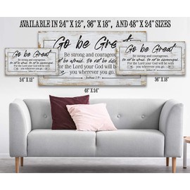 Go Be Great - Encouragement Quote Home Decor, Bible Verse Display & Farmhouse Affirmation Decor, Family & House Decoration Christian Gift, Boho Wood Style Look 24x48 Extra Large Stretched Canvas Art