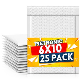 Metronic Bubble Mailers 6x10 Inch 25 Pack Usable Size 6x9" Self-Seal Padded Envelopes Cushioning Bubble Mailers for Shipping, Mailing, Packaging for Business, White Bulk #0