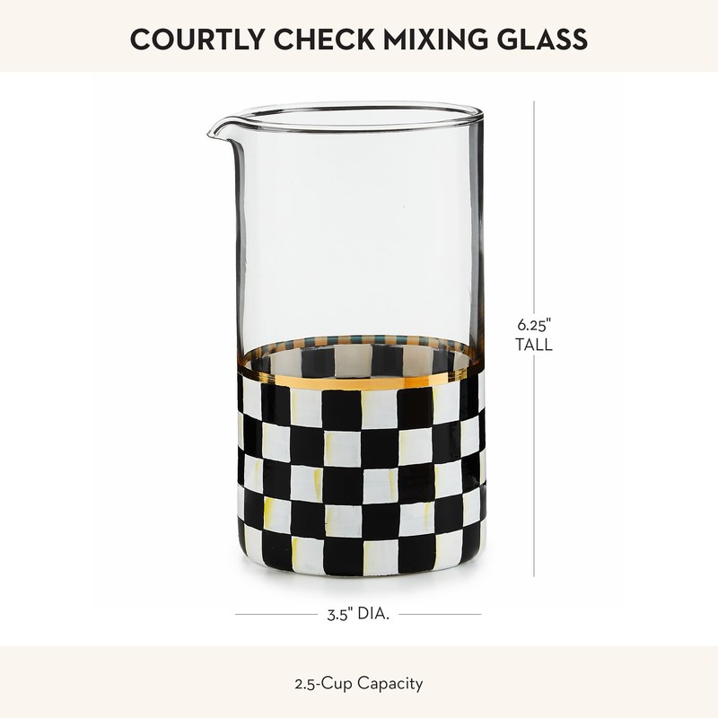 MACKENZIE-CHILDS Mixing Glass, Tall Cocktail Mixing Glass with Spout, Bar