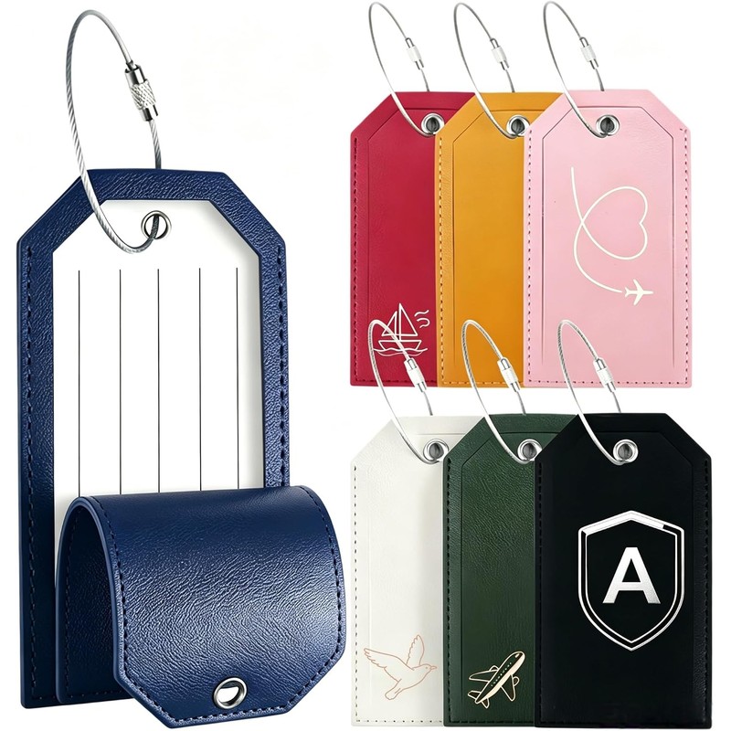 Etiqueta personalizada de piel sintético para equipaje, 4.5" x 2.5"