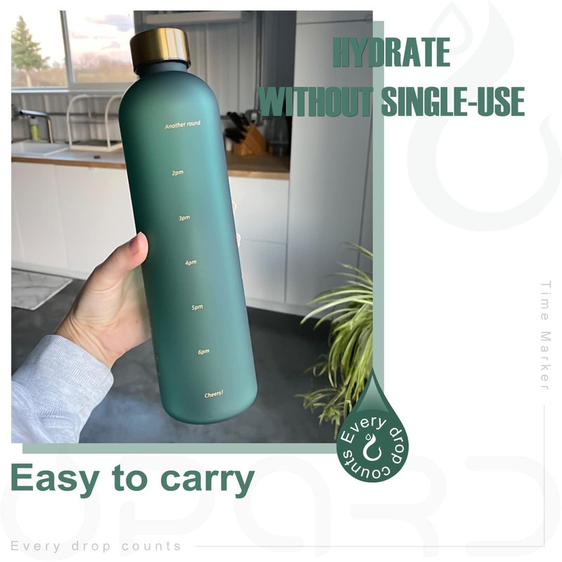 Opard Water Bottle, 1 Litre, Leak-proof Water Bottle, BPA-Free Sports