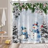 NYCCSM Christmas Shower Curtain Winter Retro Cute Snowman Snow Holiday