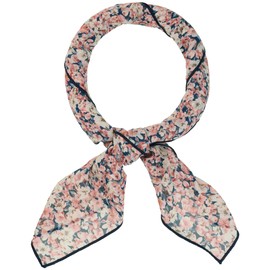 Allegra K Women Chiffon Scarves - 25.6" X25.6" - Floral Print Square Kerchief Neck Scarf Neckerchief 65x65cm/25.6x25.6 inches(LxW) Pink Blue Floral