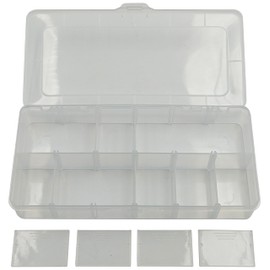 5 Pack Utility Component Storage Box for Holding Small Parts - Removable Dividers, 2 to 12 Divisions - Durable Clear Polypropylene by Electronix Express