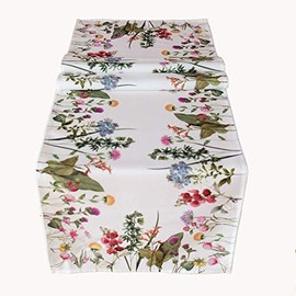 Raebel Tablecloth - White with Print Motif Summer Flowers Easter Spring (85 x 85 cm)