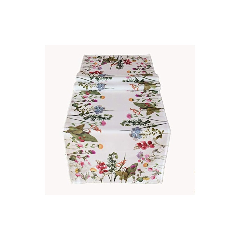 Raebel Tablecloth - White with Print Motif Summer Flowers Easter