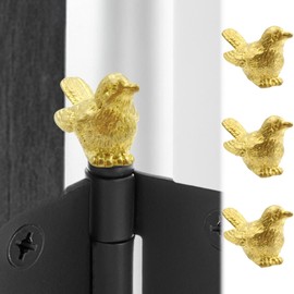 Wallertree Bird Hinge Heads Set of 3 - Magnetic Hinge Heads Decorative Topper for Door Decor - Brass Vintage Hinge Head Home Decoration (Gold)