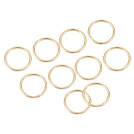 METALLIXITY Metal O Ring Buckles (20x2mm) 10pcs, Non-Welded Round Rings - for Craft DIY Bags Handbags Belts, Gold Tone