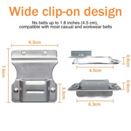 Clip On Tool Belt Drill Holder, Stainless Steel Tool Clips Hook Holster for Cordless Drill Driver for Hooks Clips Tools, for Cordless Drill, Impact, Nailer, Tape Measure