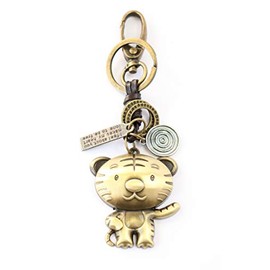 AuPra Funny Tiger 2022 Leather KeyRing Gift Idea Women & Men Best Friend Home Wild Animal Lovers KeyChain Mum & Dad Teacher Handbag Charm Key Ring Girl & Boy Car Pendant