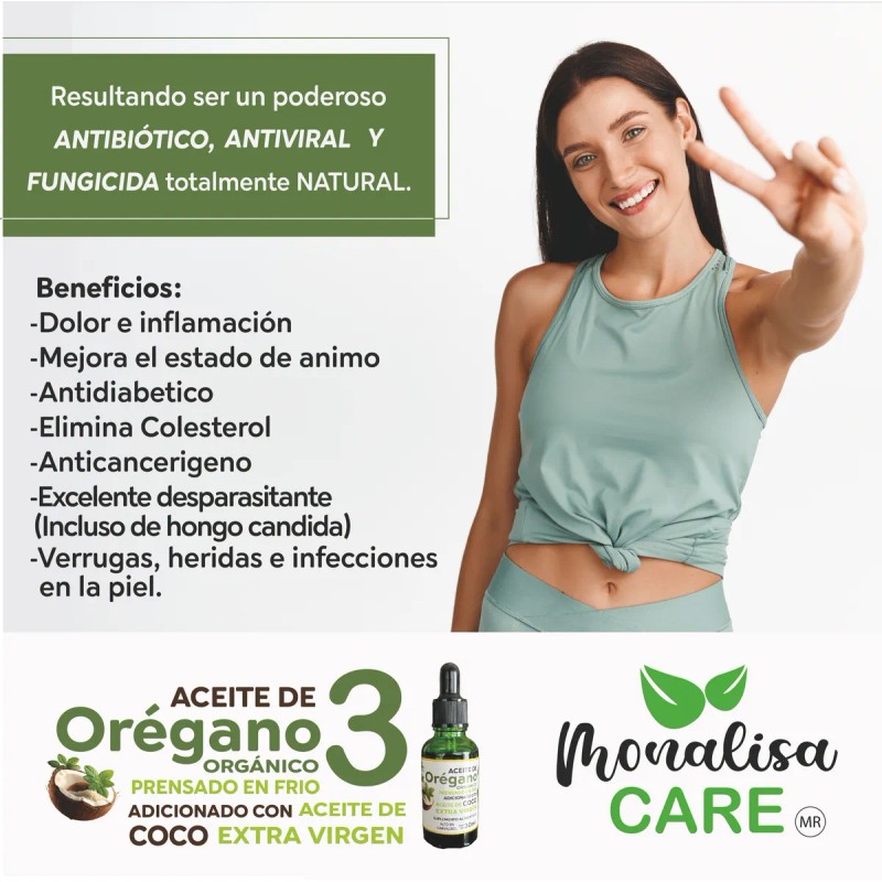 Aceite De Orégano Y Coco Extra Virgen Orgánico 30 Ml