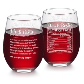 DAZLUTE Work Bestie Gifts for Coworker Women, Work Bestie Definition Wine Glass, Coworker Office Gifts Birthday Gifts Christmas Gifts for Women Work Bestie Friend Coworker Leaving Farewell Party, 17oz