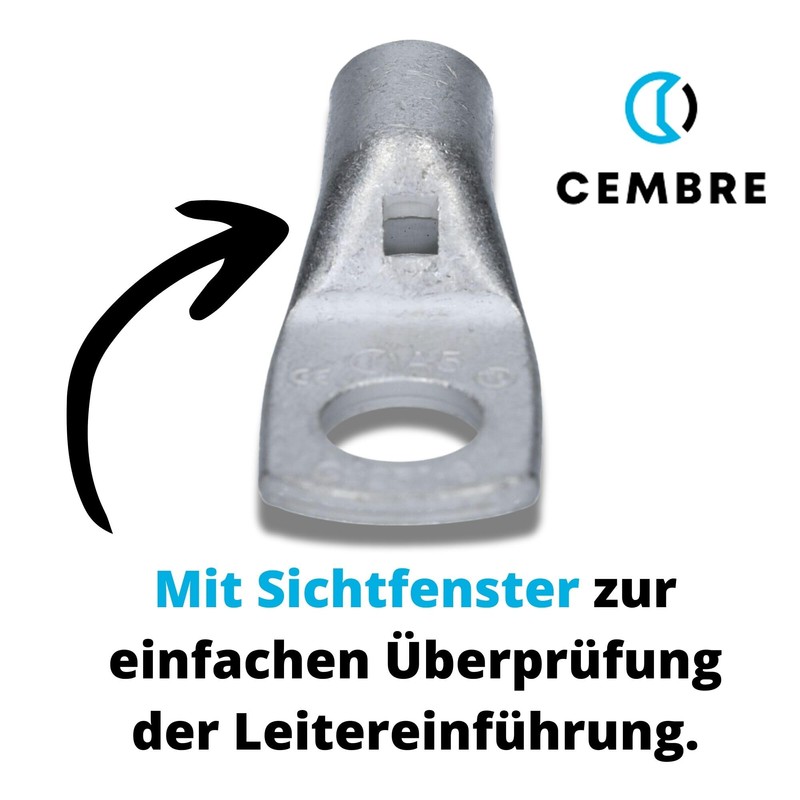 Cembre A5-M8 Tube Cable Lug 25 mm² M8 Uninsulated Tin-Plated